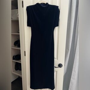 Zara Draped High Neck Velvet Midi Dress